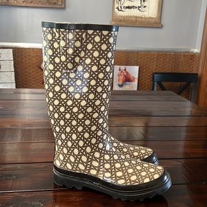Talbots Brown Patterned Winter Rain Boots